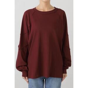 NEW 6397 inside out long sleeve raglan top in bordeaux